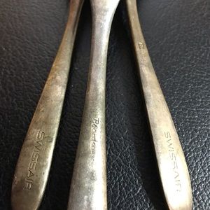 Swissair fork and 2 spoons